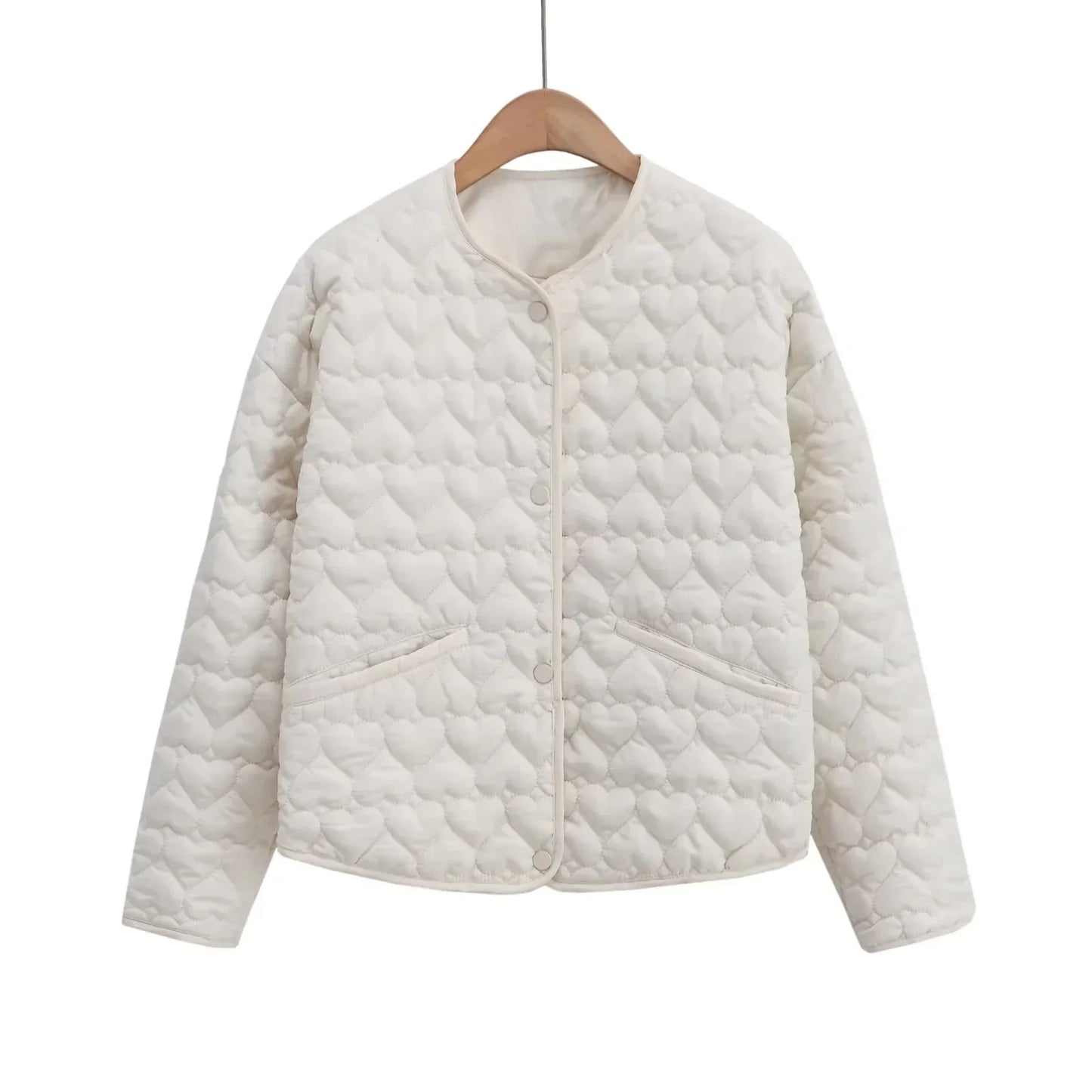 Krohn-e | Steppjacke mit Herzen – Leichter Puffer mit Druckknöpfen