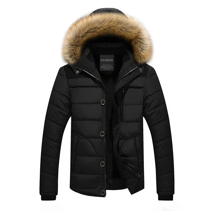 Herren Winterparka mit Kapuze und Pelzkragen - Elmeric