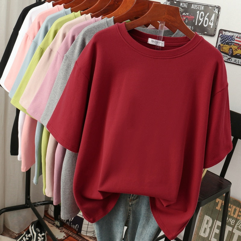 Krohn-e | Oversized Baumwoll-Basic-T-Shirt für Damen