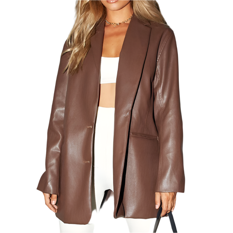 Krohn-e | Vintage Blazer mit Lederlook für Damen
