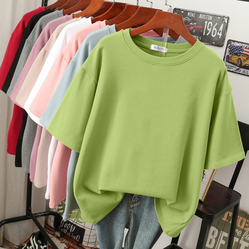 Krohn-e | Oversized Baumwoll-Basic-T-Shirt für Damen
