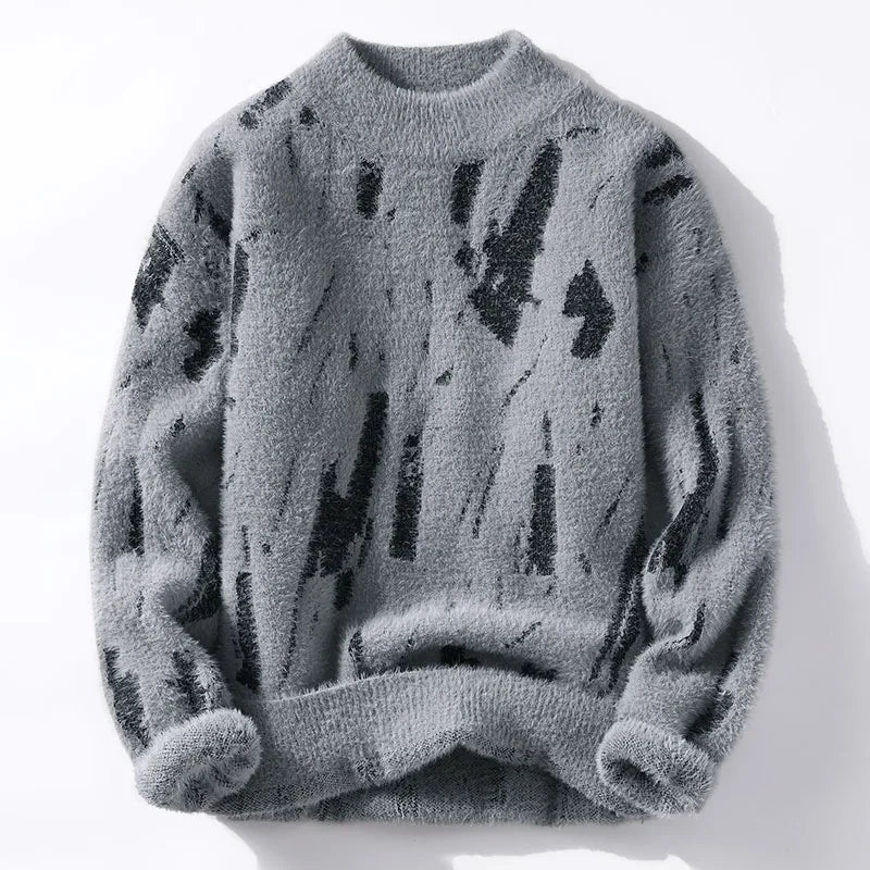 Krohn-e | Weiche Strickjacke mit Abstraktem Muster Wollmix Warm und Stilvoll