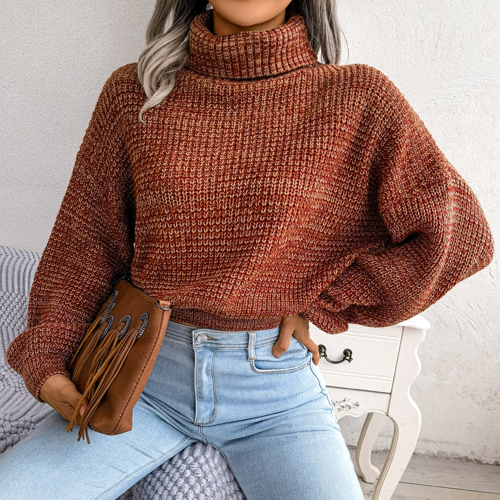 Krohn-e | Chunky Strickpullover mit Hohem Kragen Warm und Komfortabel Lässiges Design