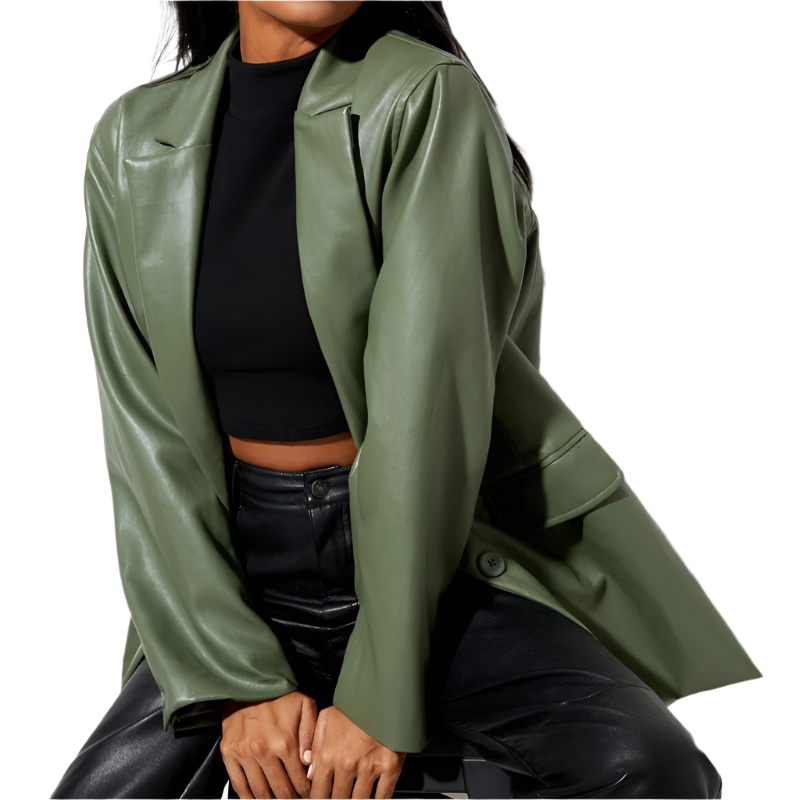 Krohn-e | Vintage Blazer mit Lederlook für Damen