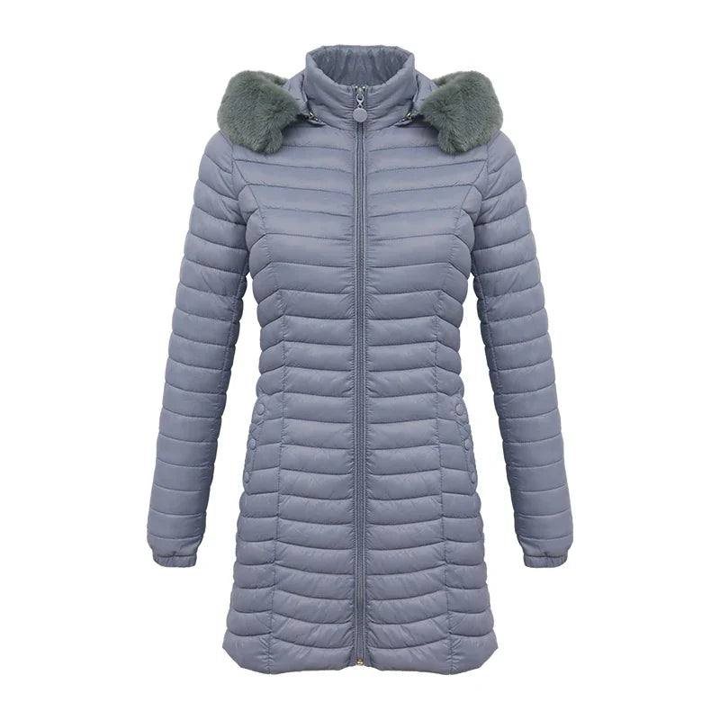 Krohn-e | Slim Fit Winter Puffer Jacke mit Pelzkapuze