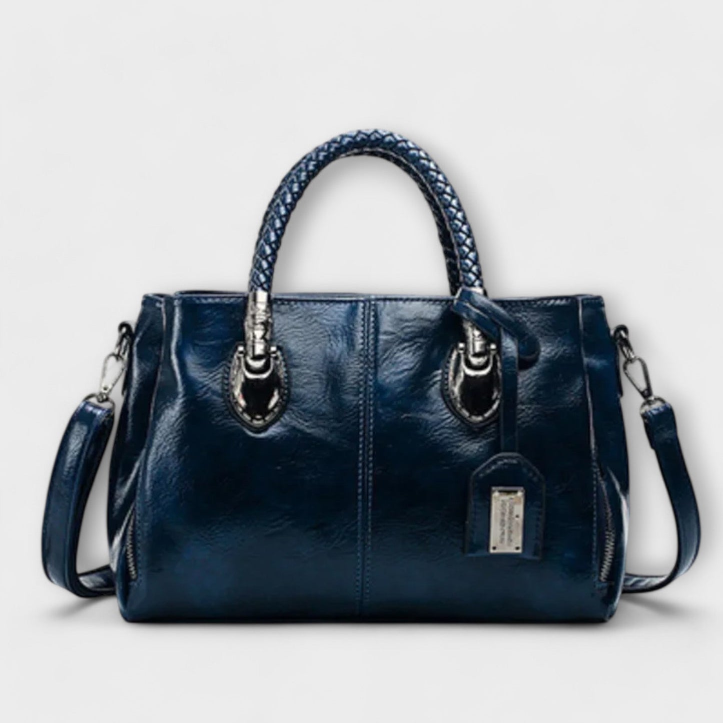 KROHN-E Damen Handtasche strukturiert geflochtene Henkel vielseitig elegant
