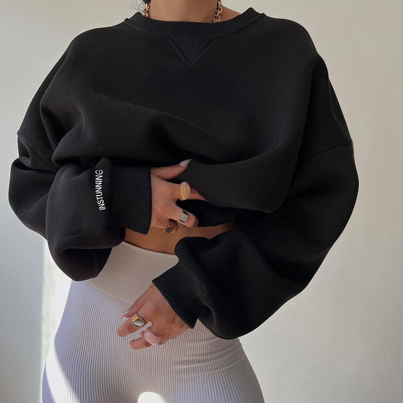 Oversized Langarm-Sweatshirt mit Rundhalsausschnitt von Fudus