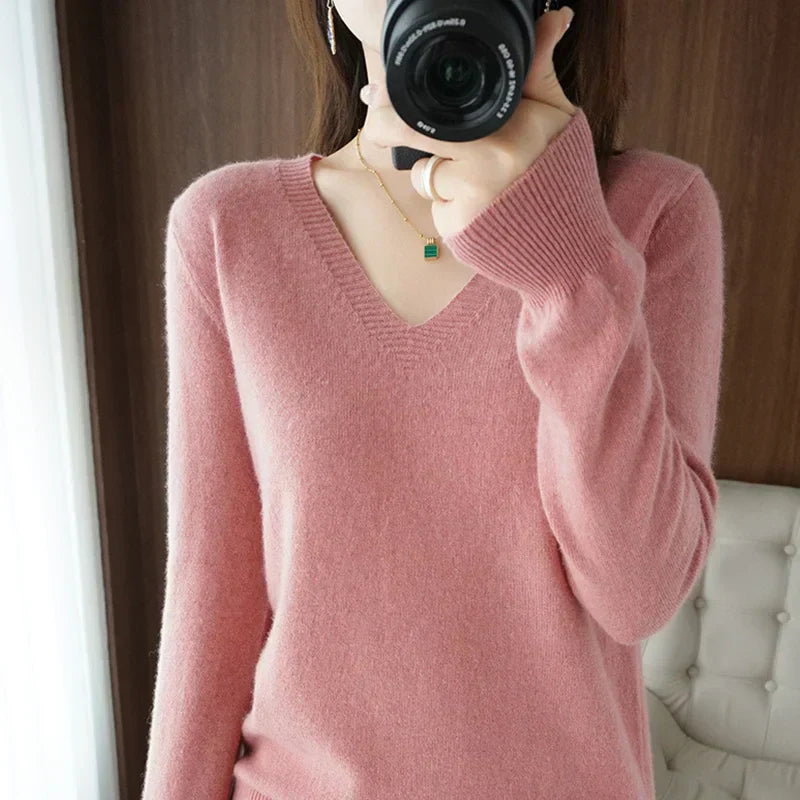 Krohn-e | Pullover - Bequemer V-Ausschnitt Pullover