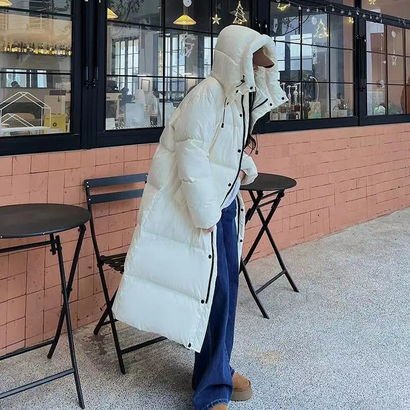 Krohn-e | Lange Übergröße Damen Pufferjacke mit Kapuze