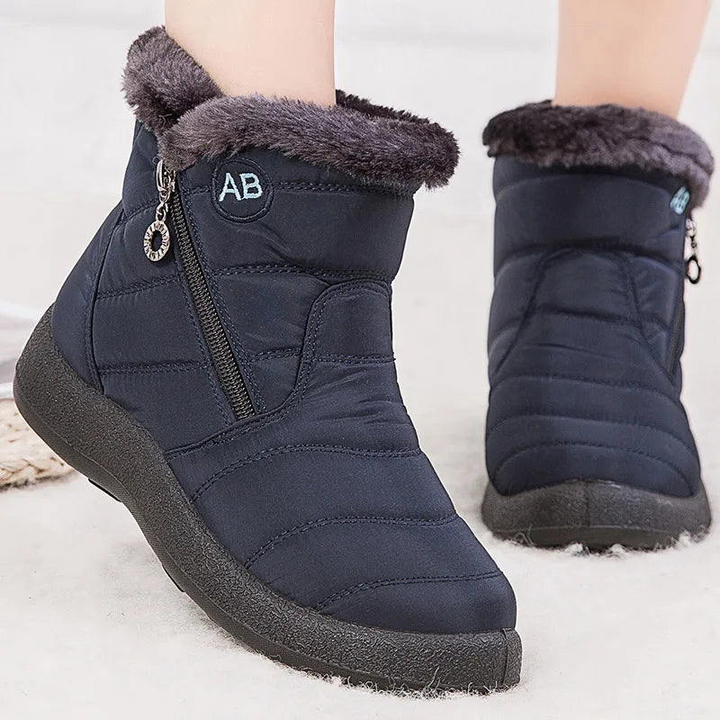 Krohn-e | Schneestiefel – Knöchelhöhe – Wasserabweisend – Plüschfell-Futter – Seitlicher Reißverschluss