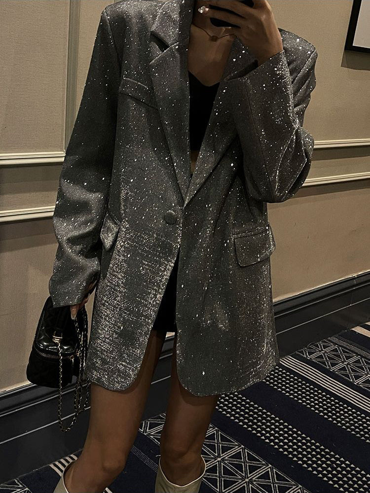 Krohn-e | Glänzender Paillettenblazer