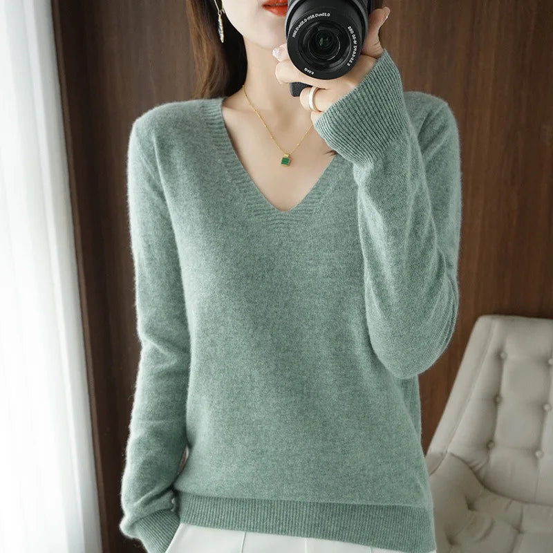 Krohn-e | Pullover - Bequemer V-Ausschnitt Pullover