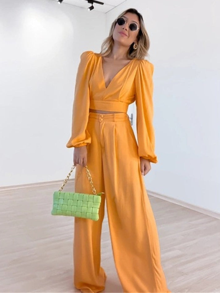 Rowina Damen-Kleiderset in Orange (2-teilig)