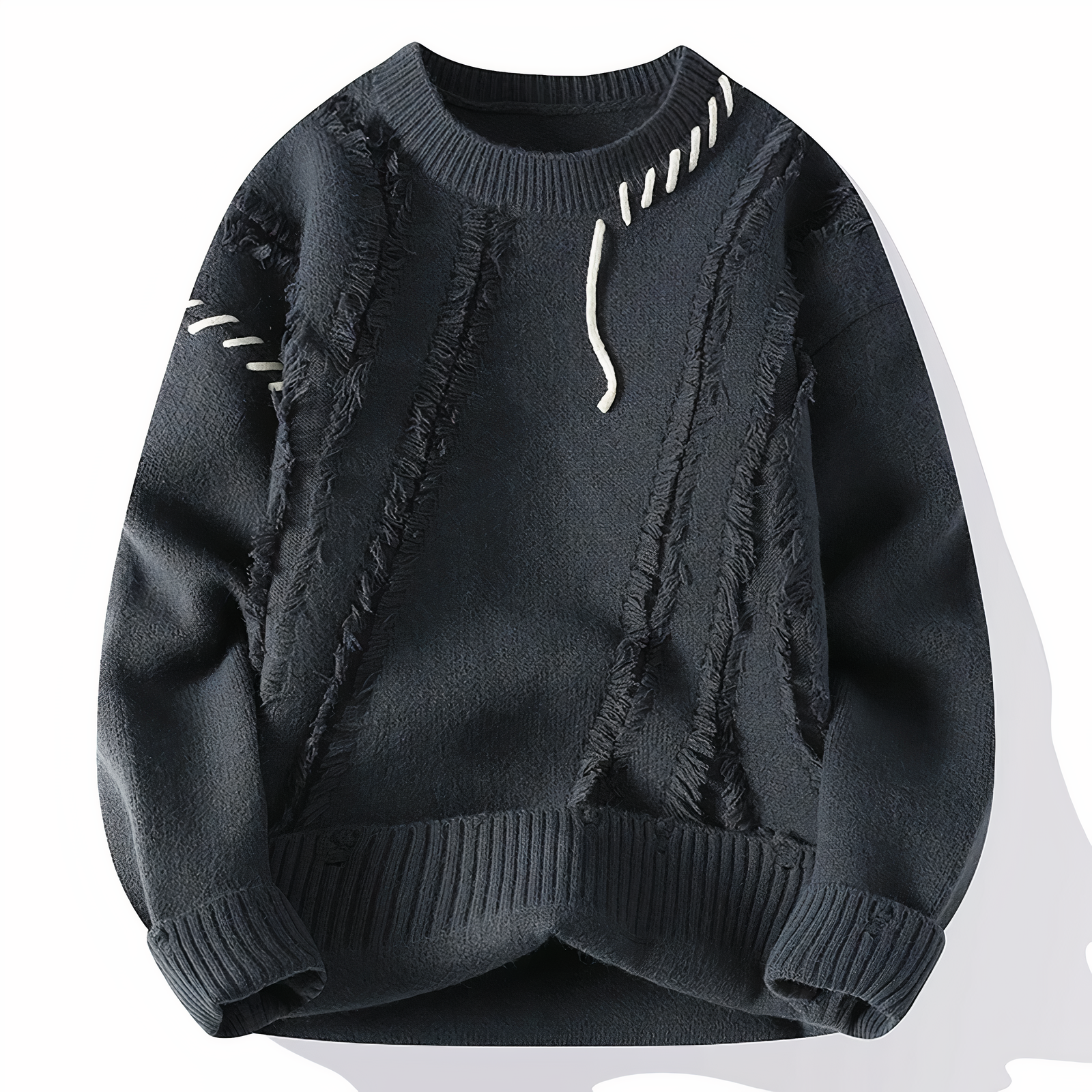 Herrenpullover mit Fransenmuster