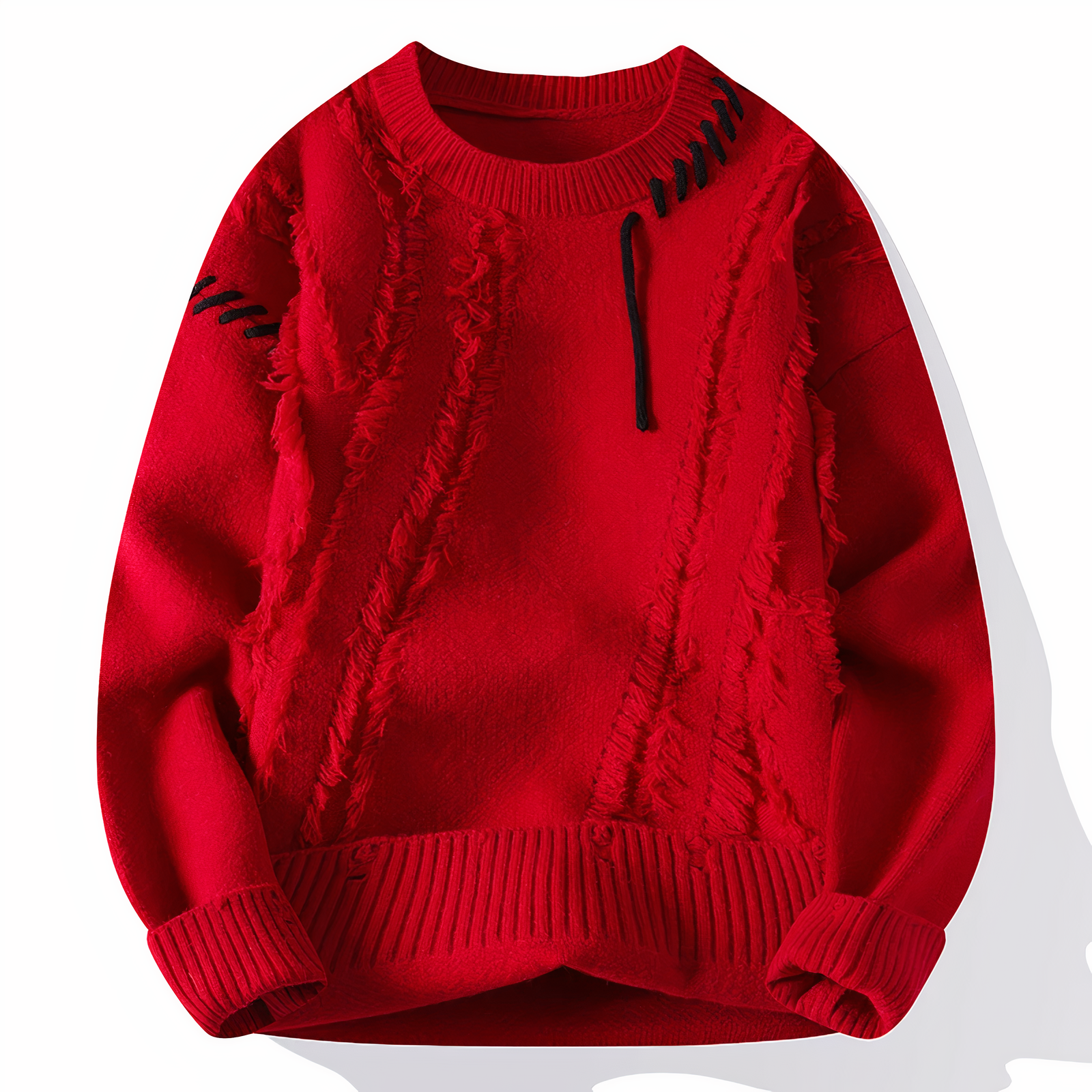 Herrenpullover mit Fransenmuster