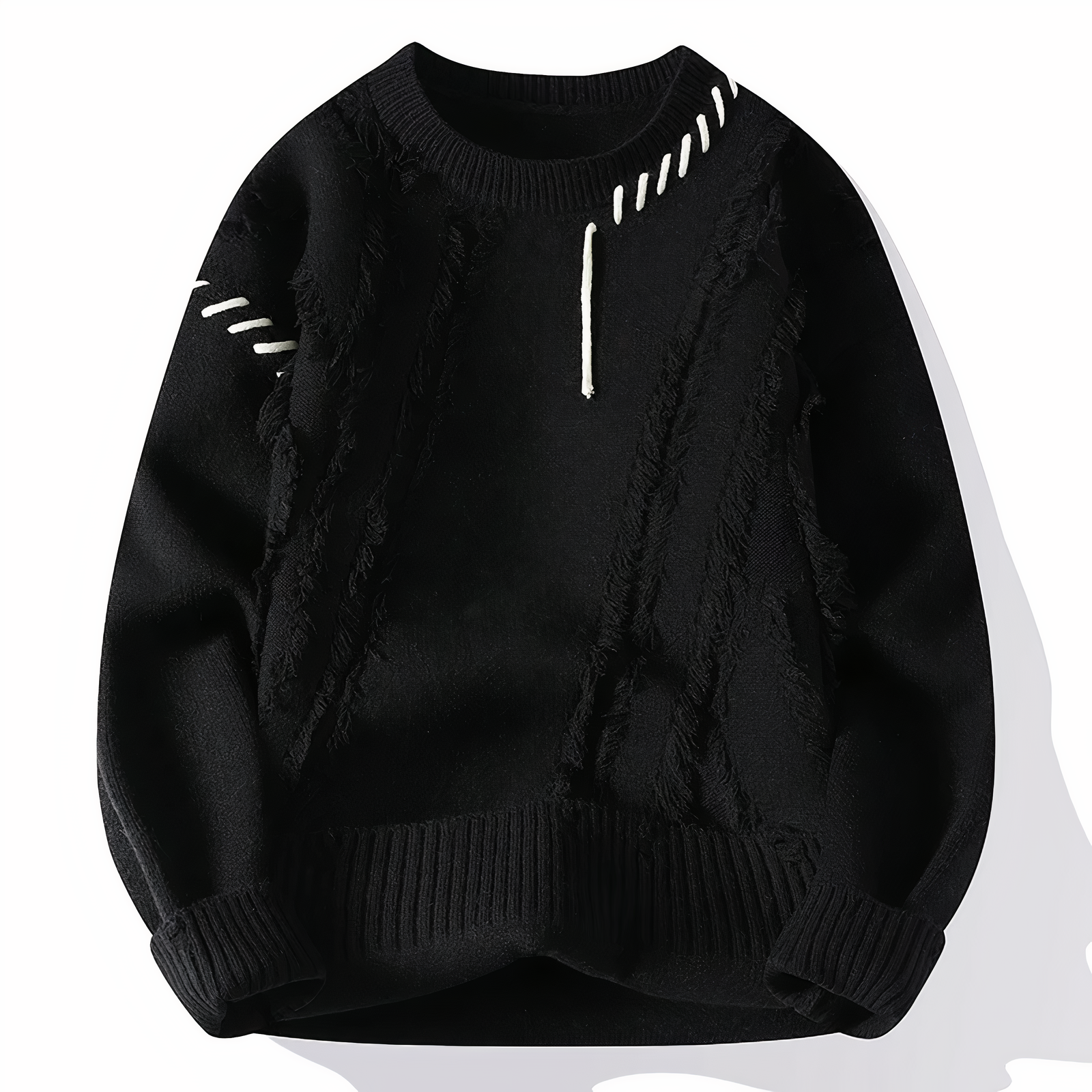 Herrenpullover mit Fransenmuster