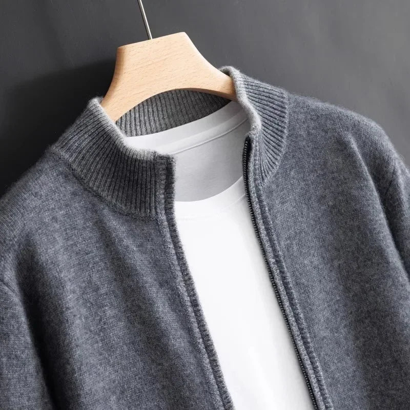 Elegante & warme Herren-Cashmere-Jacke mit Reißverschluss