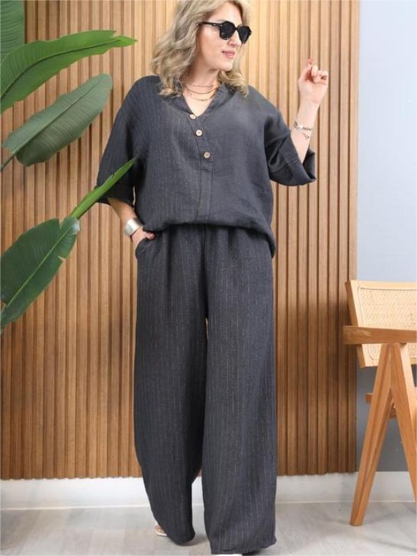 Sheri Loungewear Set Luftige Bluse Und Weite Hose – krohn-e