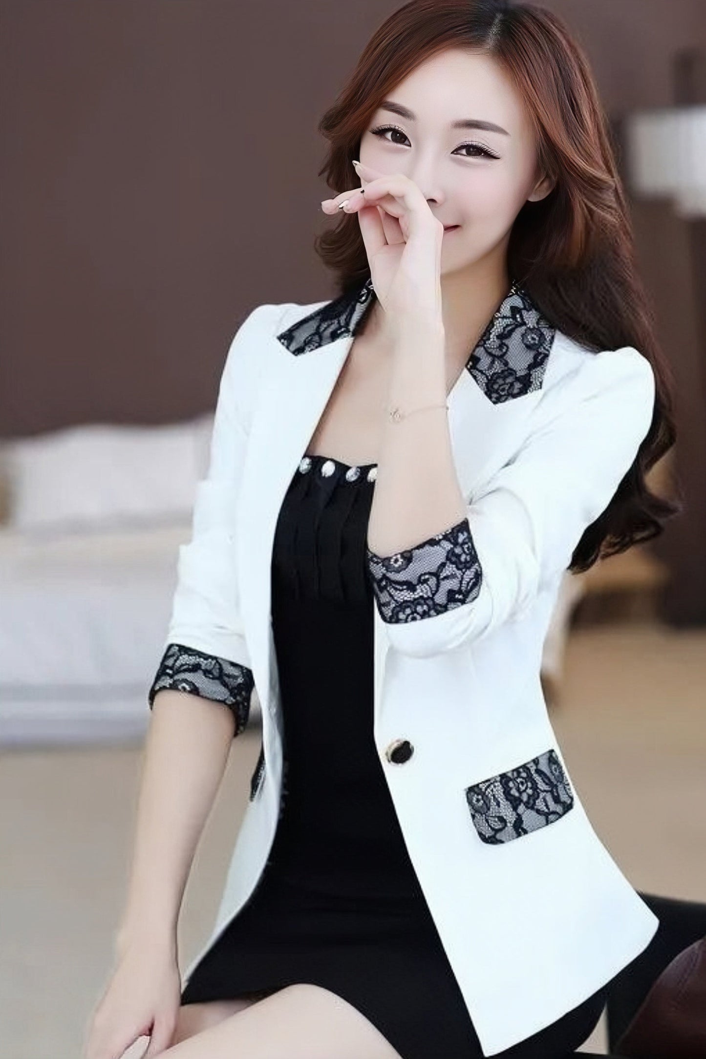 Blazer mit Spitzendetails