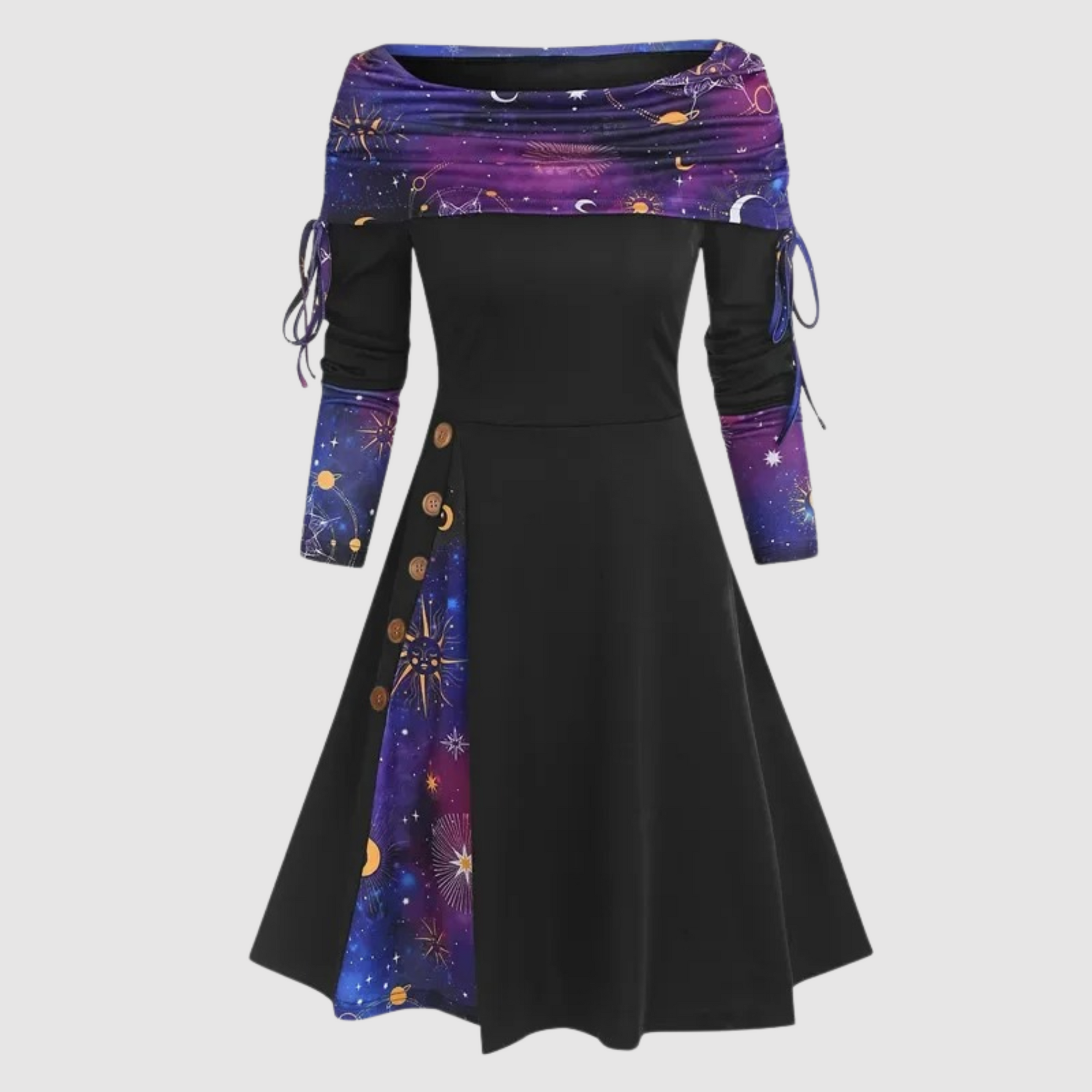 Krohn-e | Off Shoulder Langarm Winterkleid