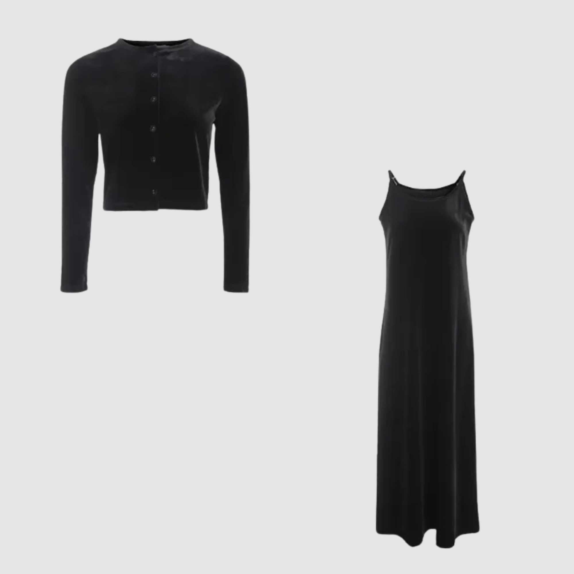 Krohn-e | Weste und Kleid Satz mit Samtträgern