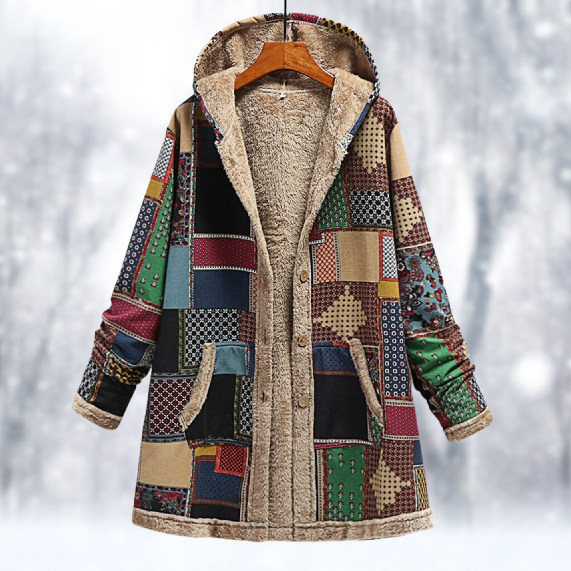 Krohn-e | Lange Fleecejacke mit Gemütlicher Kapuze