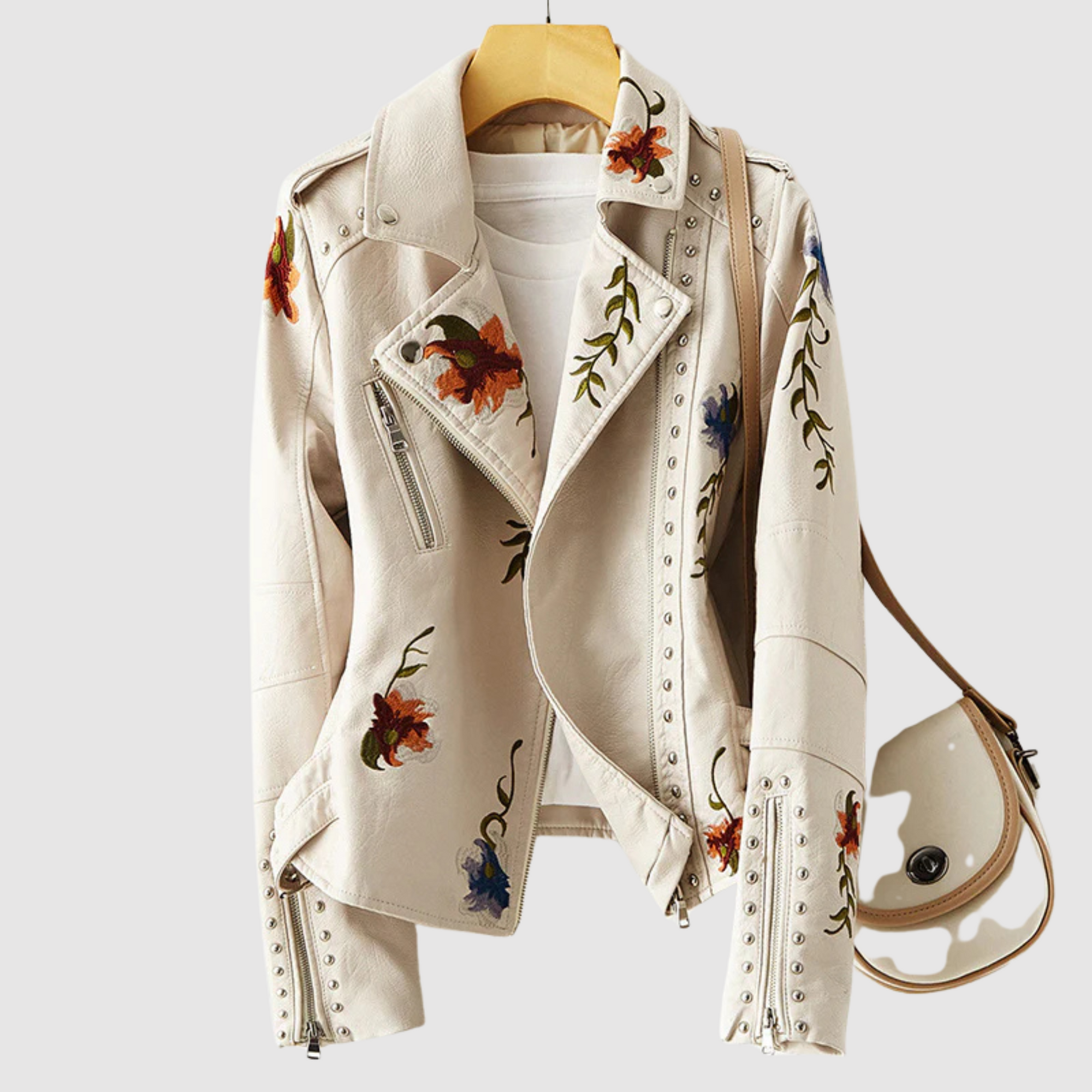 Krohn-e | Lederjacke mit Retro Blumenmuster