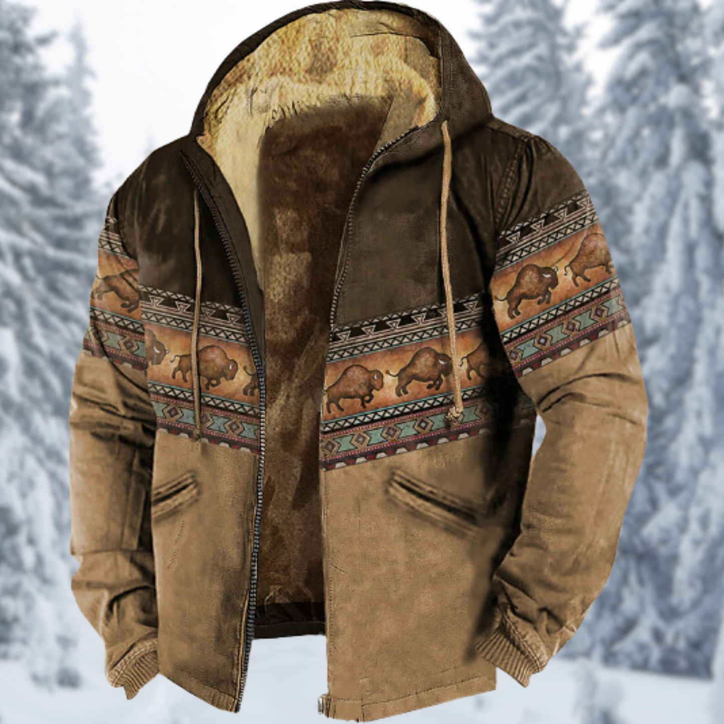 Fleecejacke Ladislav: Warme Kapuzenjacke aus 3D-Fleece