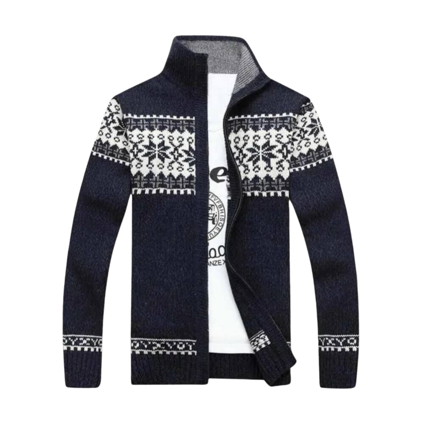 Männerpullover mit nordischem Schneeflockenmuster