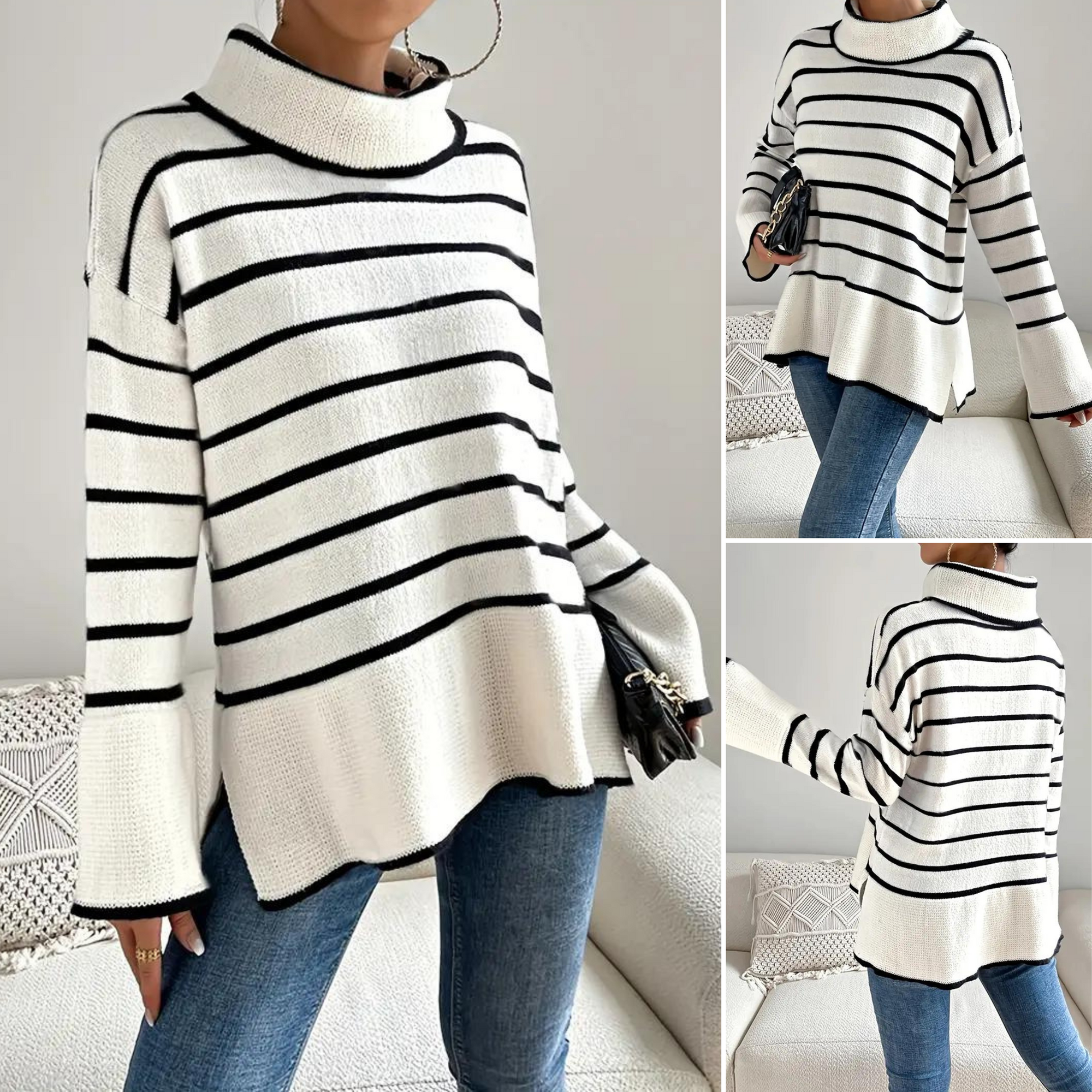 Rollkragenpullover Clarice mit Streifen
 - Krohn-e