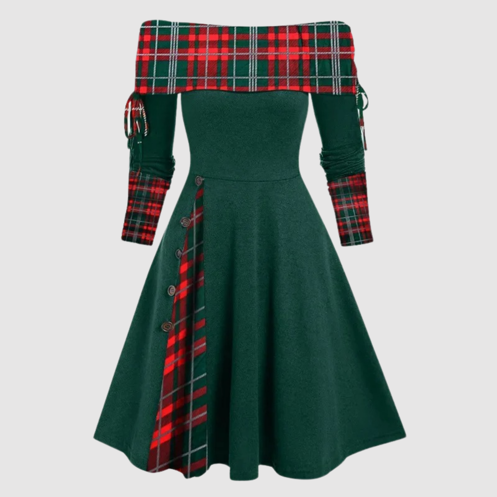 Krohn-e | Off Shoulder Langarm Winterkleid