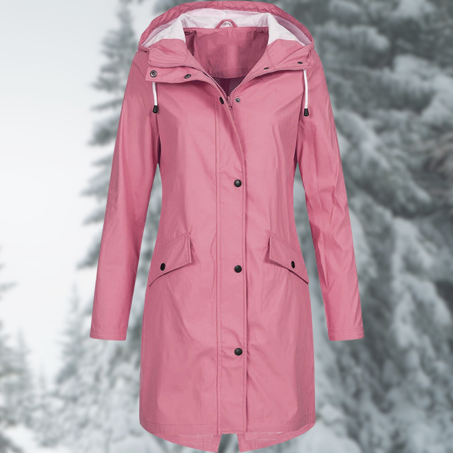 Elegantes, langes, wasserdichtes Regencape Audrey