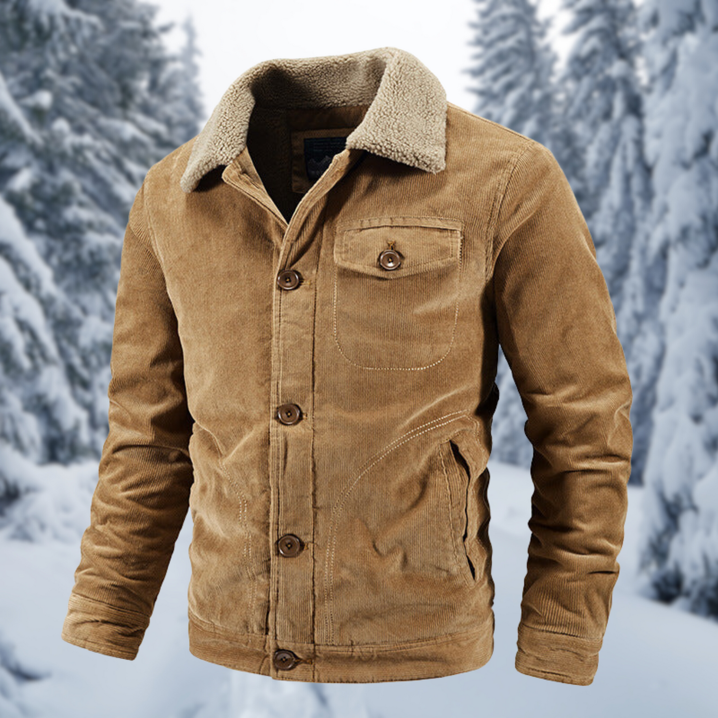 Frank: Militär-Wintermantel mit Pelzkragen