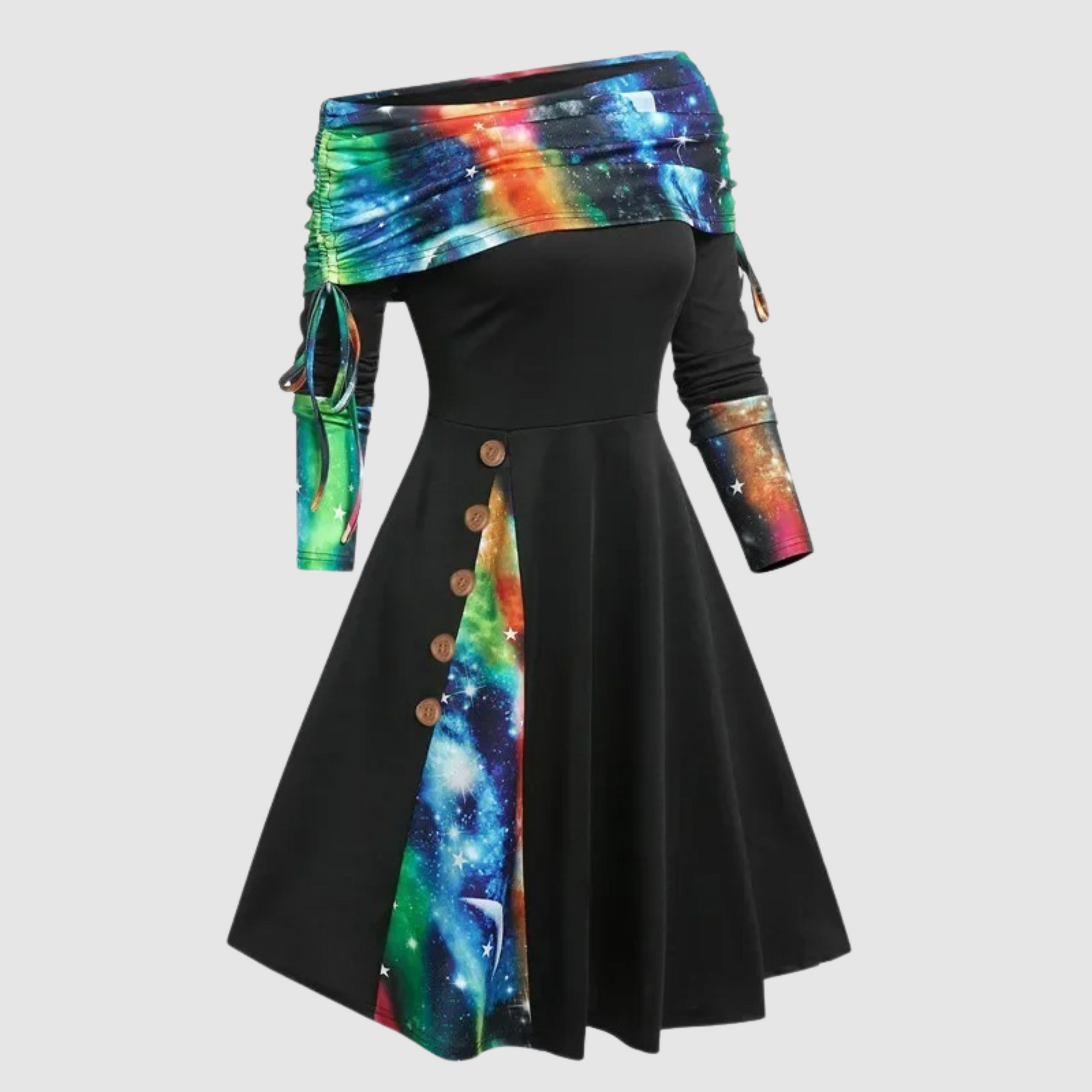 Krohn-e | Off Shoulder Langarm Winterkleid