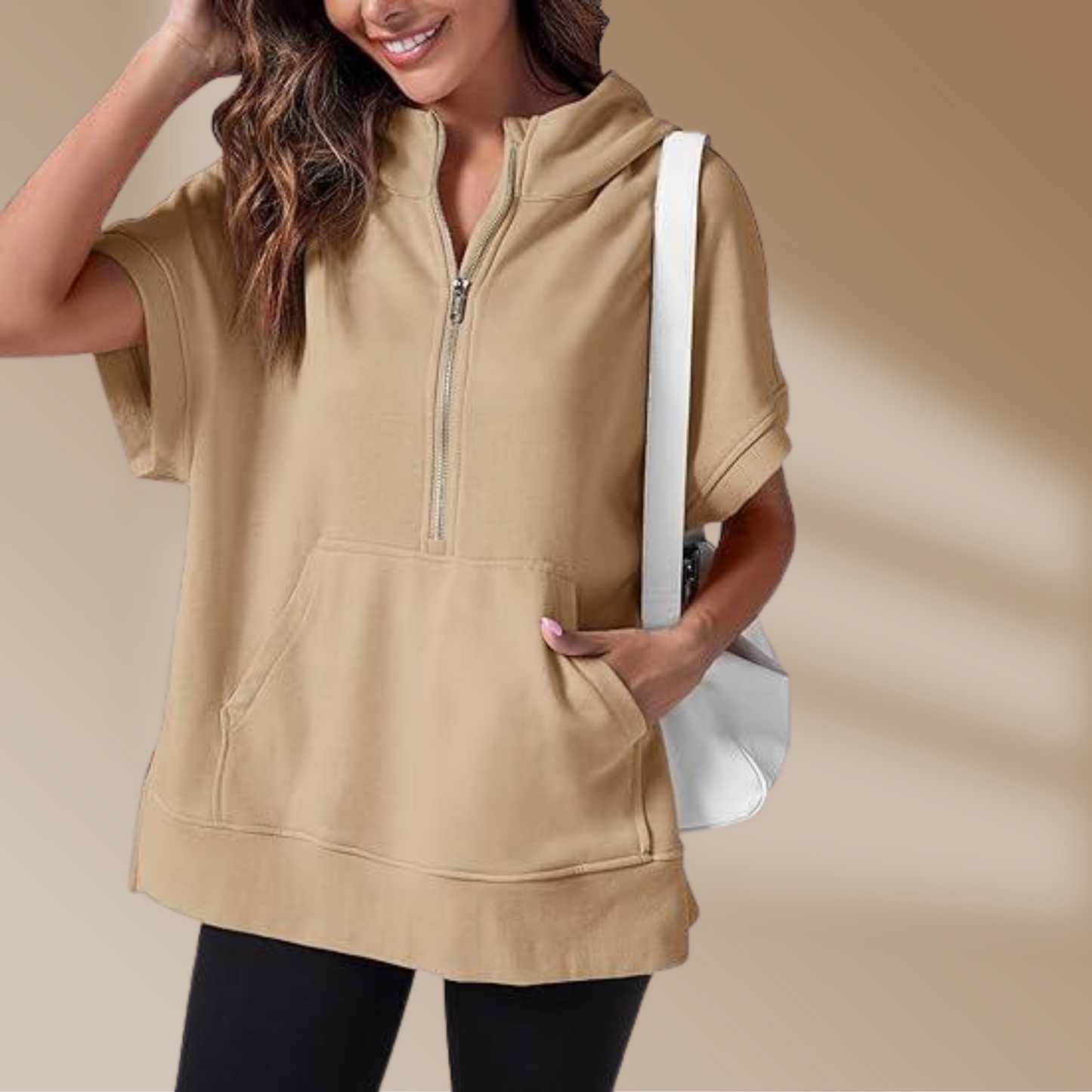 Damen-Sweatshirt mit kurzem Zipper, Übergröße, Florentiner Style