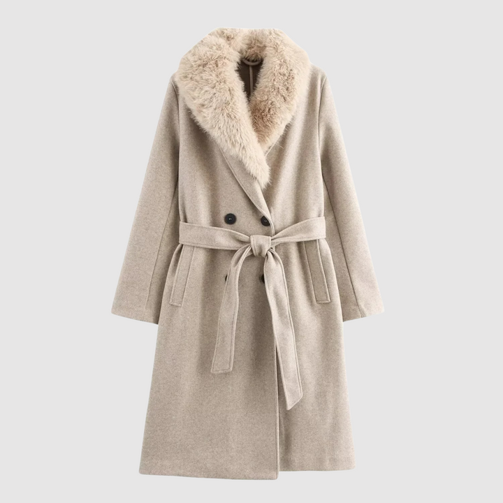 Krohn-e | Klassischer Wintermantel mit Beigem Gürtel für Damen