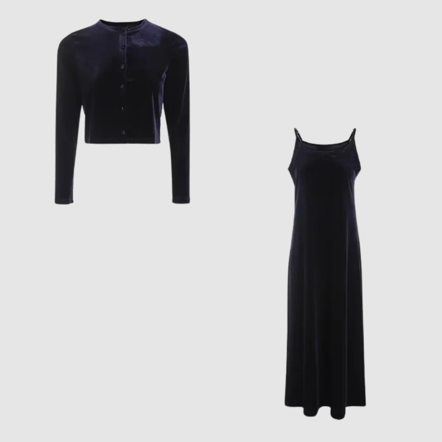 Krohn-e | Weste und Kleid Satz mit Samtträgern