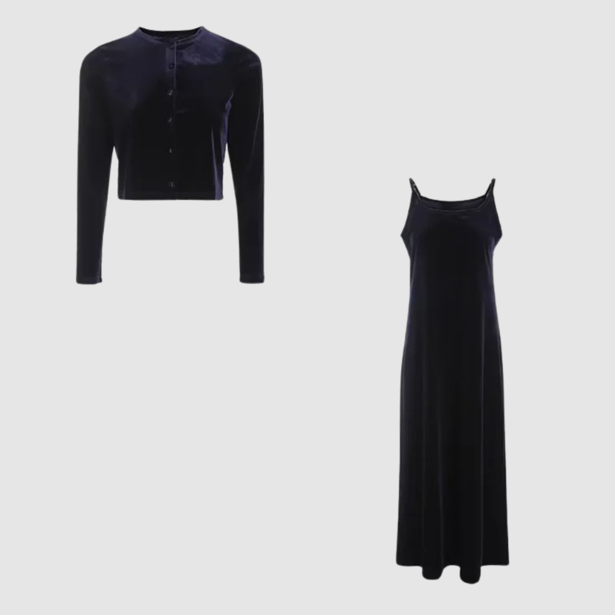 Krohn-e | Weste und Kleid Satz mit Samtträgern