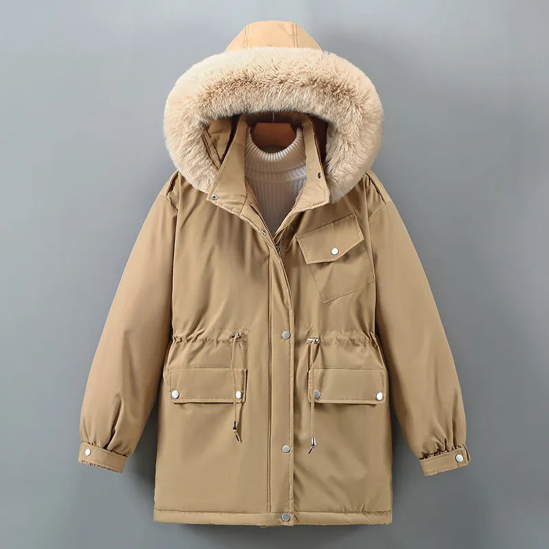 Krohn-e | Winterjacke - gesteppte Jacke mit Kapuze, Pelzkragen und weichem Fleecefutter
