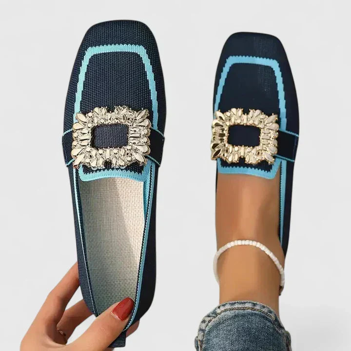 KROHN-E Damen Loafer Slip-On Stützende Sohle Schwarz