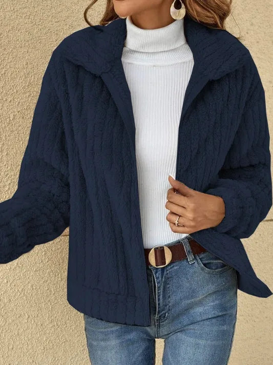 Krohn-e | Kurzjacke Plüsch Blau