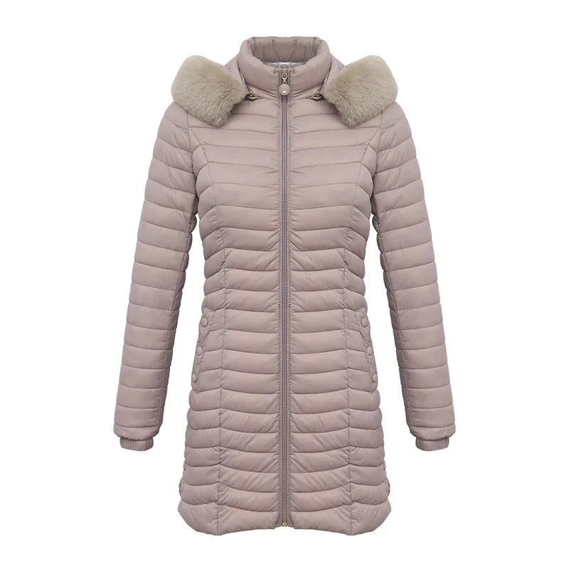 Krohn-e | Slim Fit Winter Puffer Jacke mit Pelzkapuze