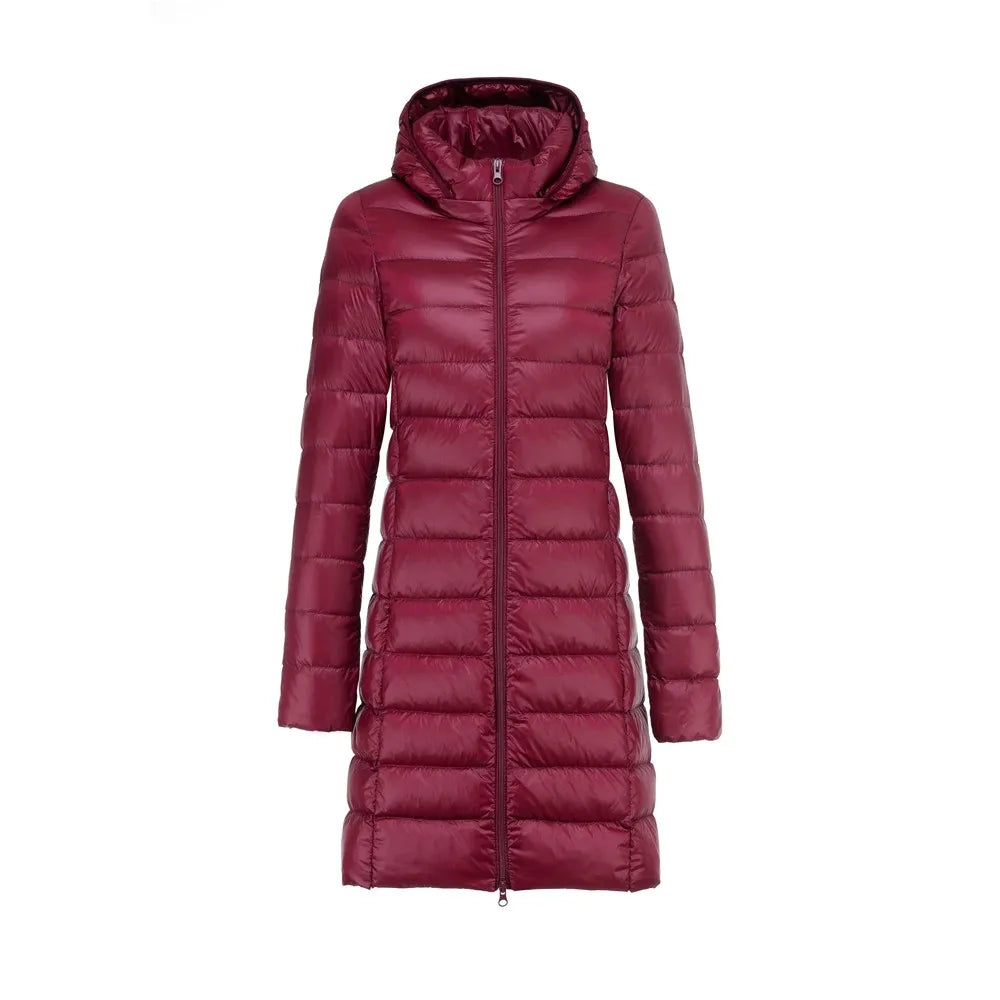 Krohn-e | Lange Damen Daunenjacke Mit Abnehmbarem Kapuzen