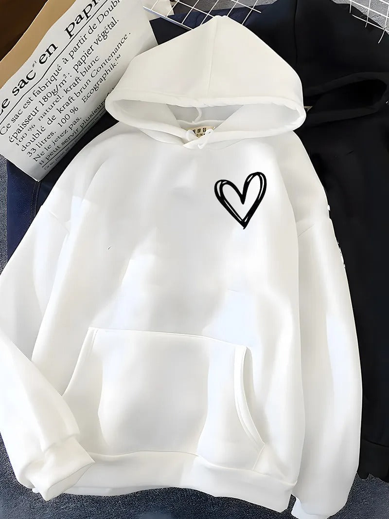 Fudus | Relaxing Heart Print Hoodie