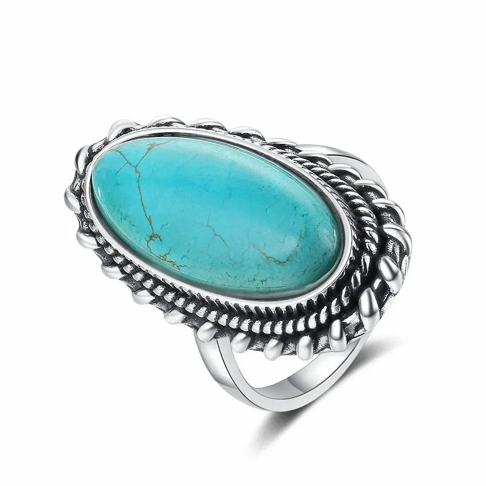 KROHN-E Damen Türkis Ring Einzigartiges Design Verstellbarer Bund