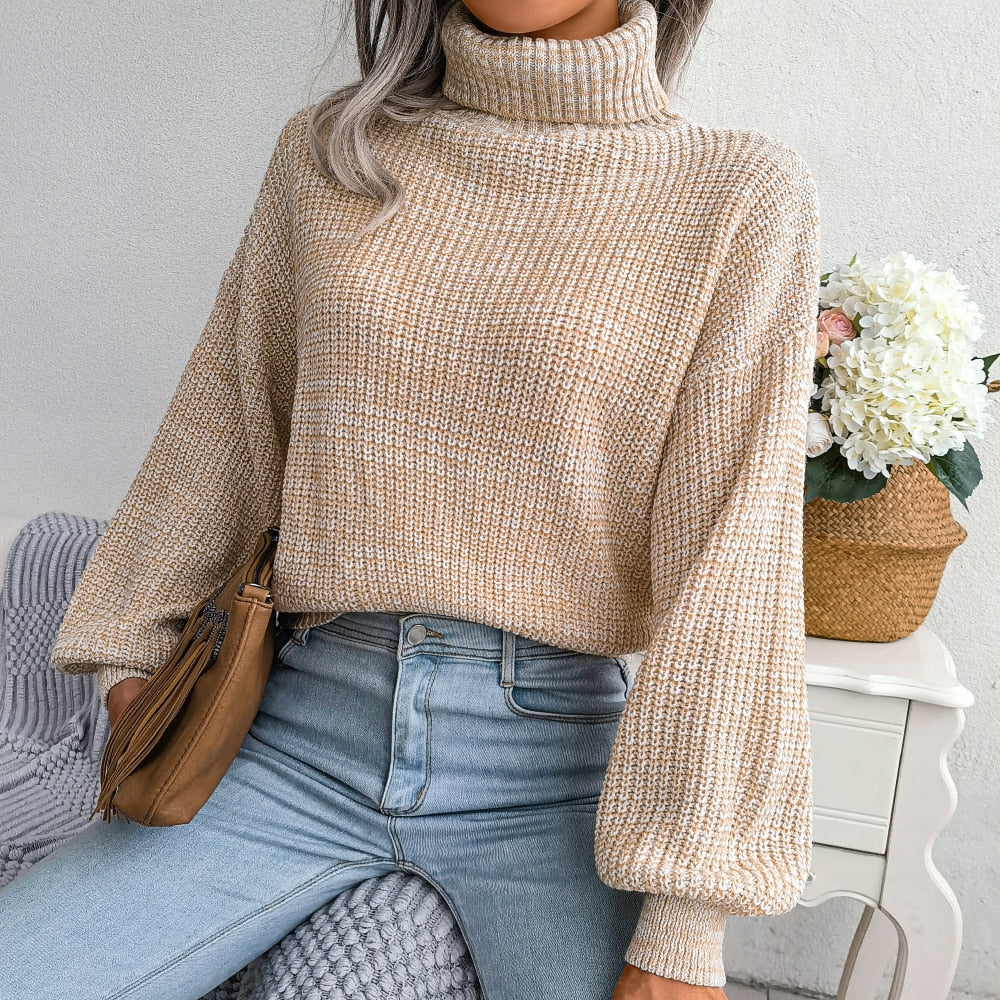 Krohn-e | Chunky Strickpullover mit Hohem Kragen Warm und Komfortabel Lässiges Design