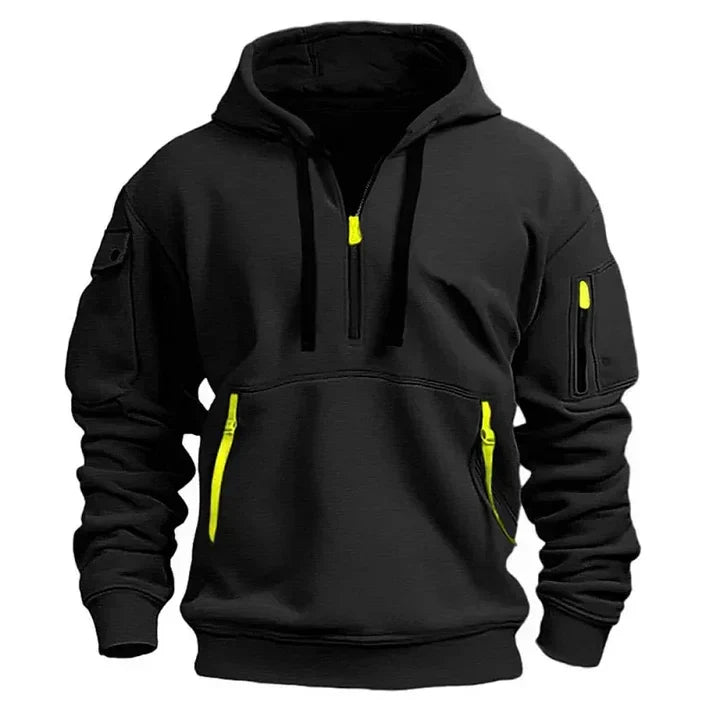 Sportlicher Herren-Kapuzenpullover mit kurzem Reißverschluss