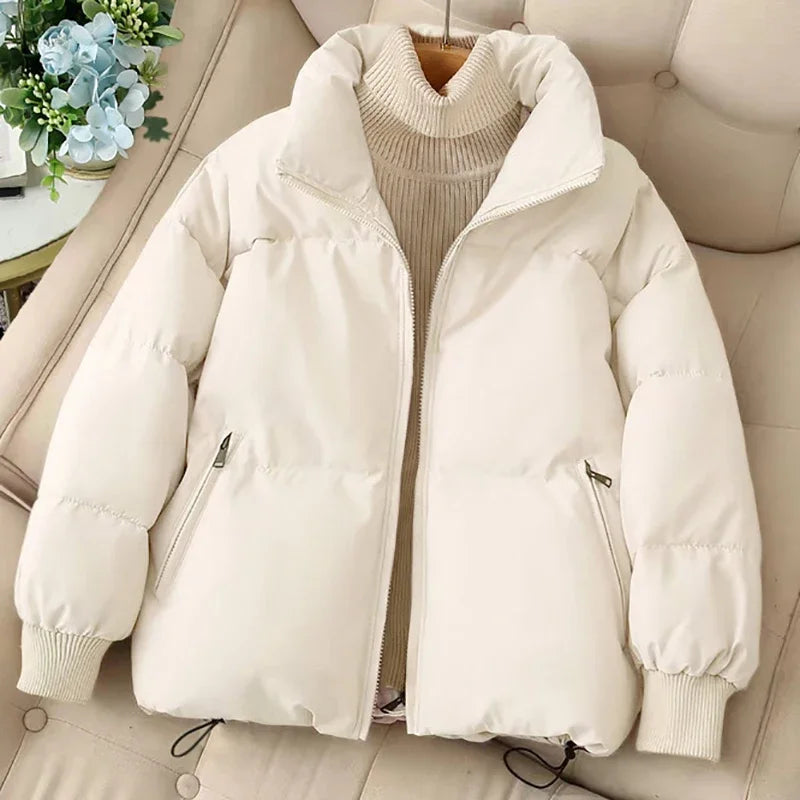 Krohn-e | Winter-Pufferjacke mit Reißverschluss und Eingeschnittenem Kragen