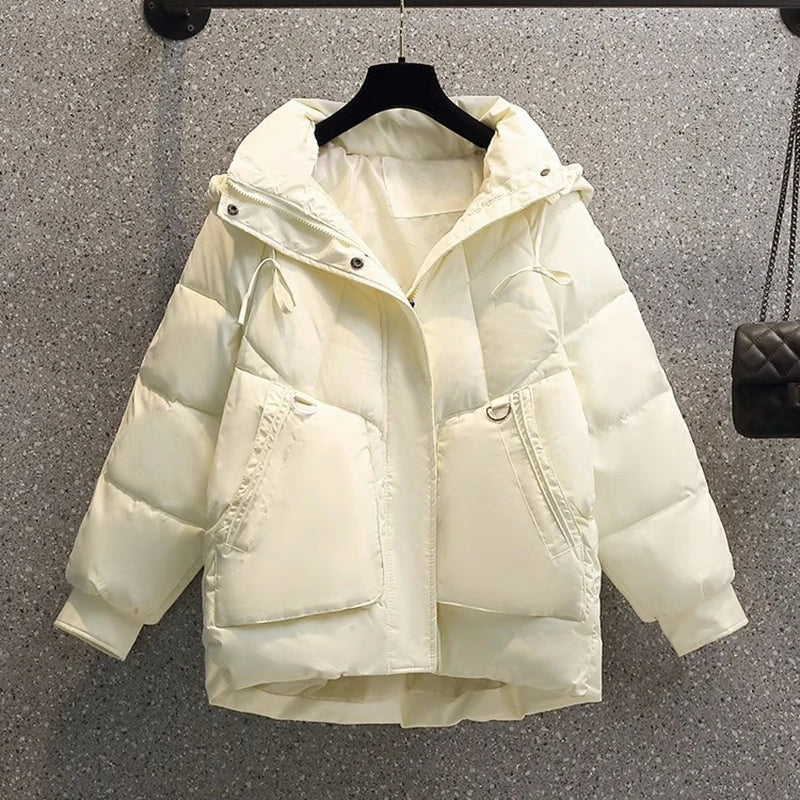 Krohn-e | Puffer Jacke - Übergröße Gesteppt Wärme - Kapuze Hoher Kragen - Reißverschlussverschluss