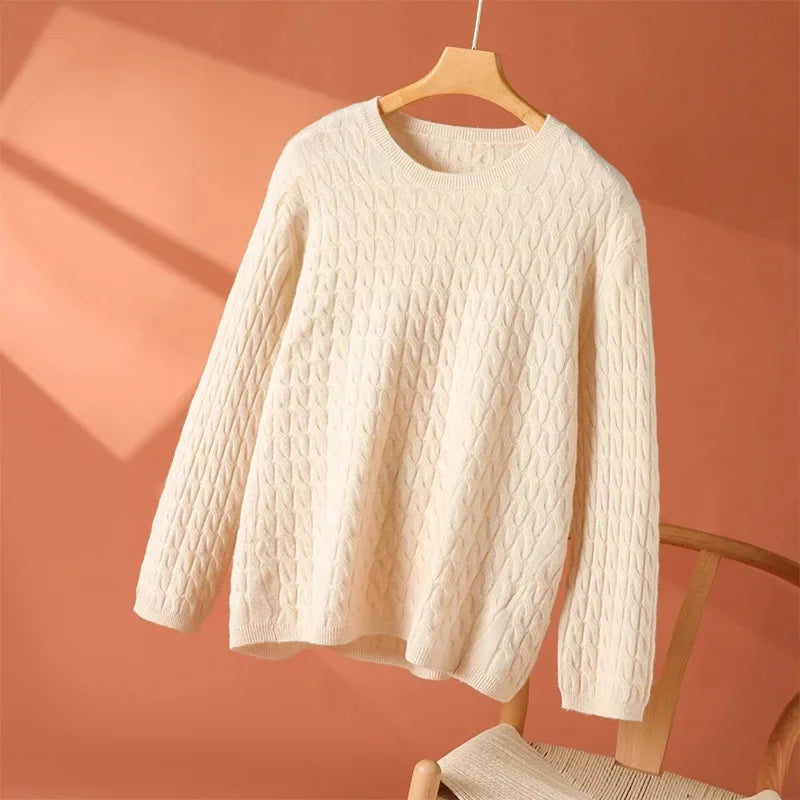 KROHN-E Damen Leichter Strickpullover Entspannte Passform